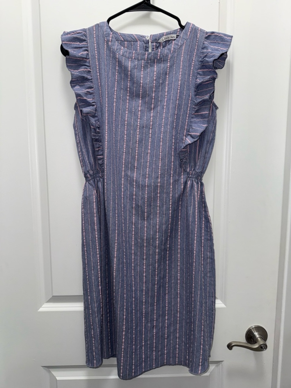 Given Kale Women’s Blue Stripe Ruffle Sleeve Dress
